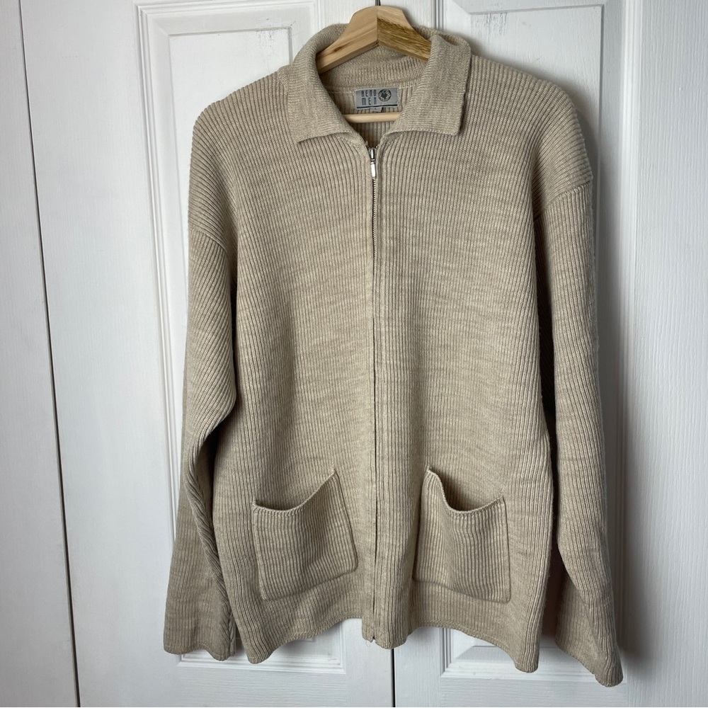 Wool Zippered Cardigan CABINCORE Heavy Ribbed Knit
